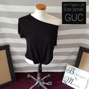 Ann Taylor Loft Black Off Shoulder Crop Top